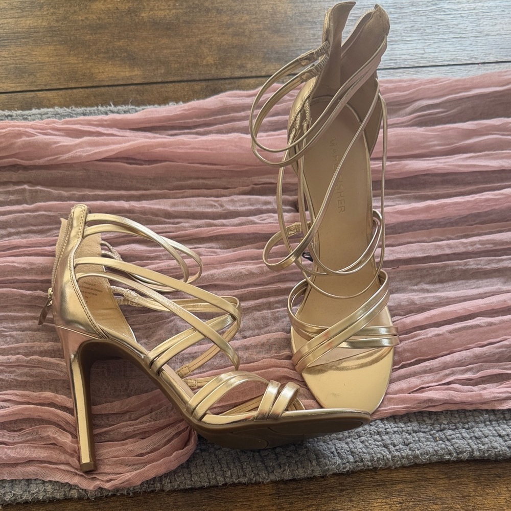 Marc Fisher Gold Strappy Heels